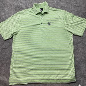 FootJoy Polo Shirt‎ Mens XL Green Striped Performance Golf Casual Comfort FJ